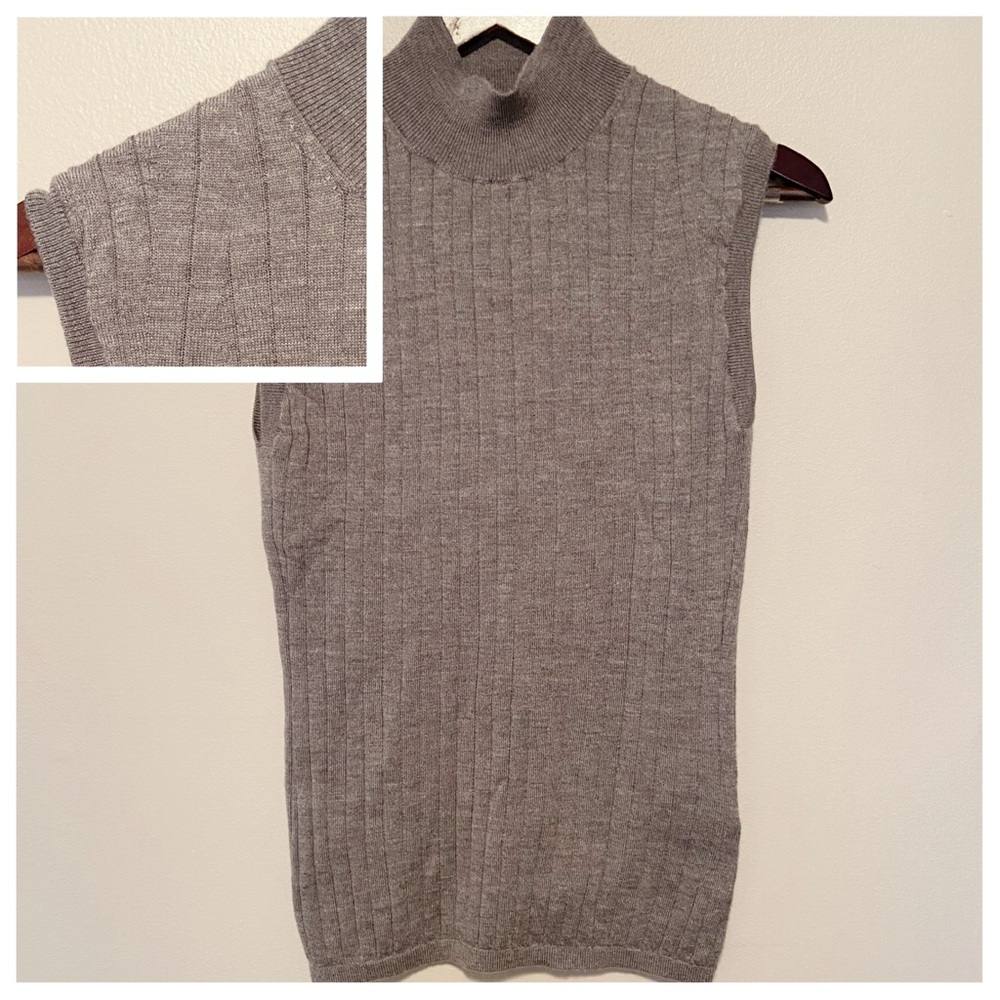 Banana Republic Merino Wool Gray Sleeveless Sweater 100% Lightweight Ribbed Tank